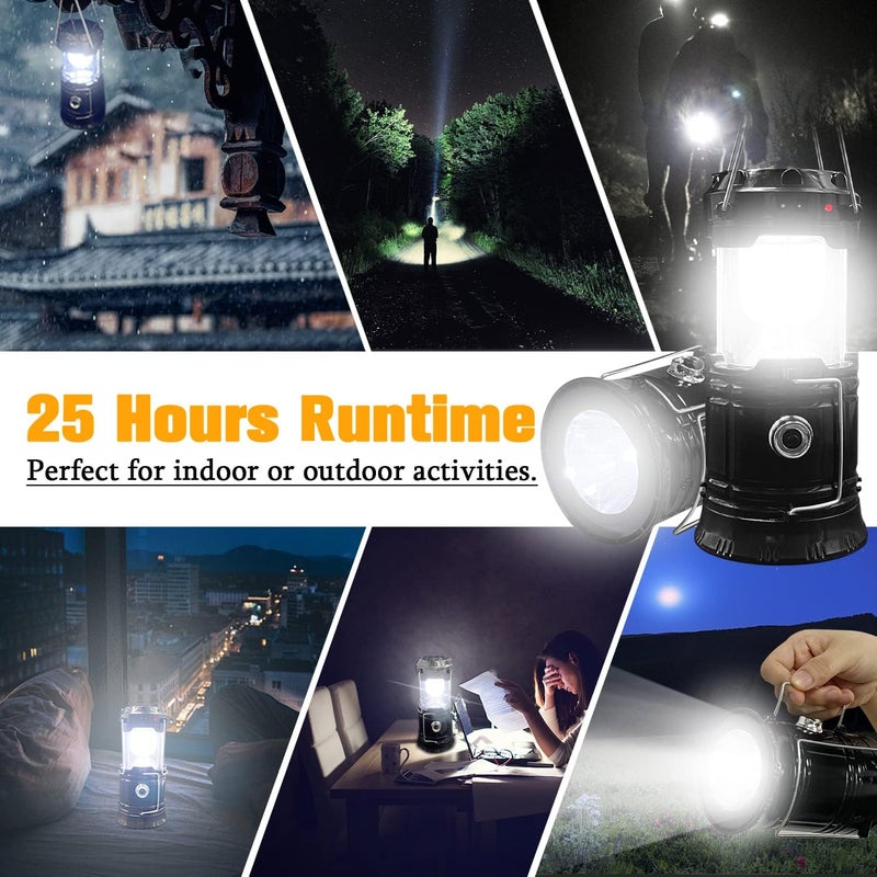 XTAUTO Collapsible Portable LED Camping Lantern Lightweight Waterproof Solar USB Rechargeable LED Flashlight Survival Kits for Indoor Outdoor Home Emergency Light Power Outages Hiking Hurricane 4-Pack - Image 4